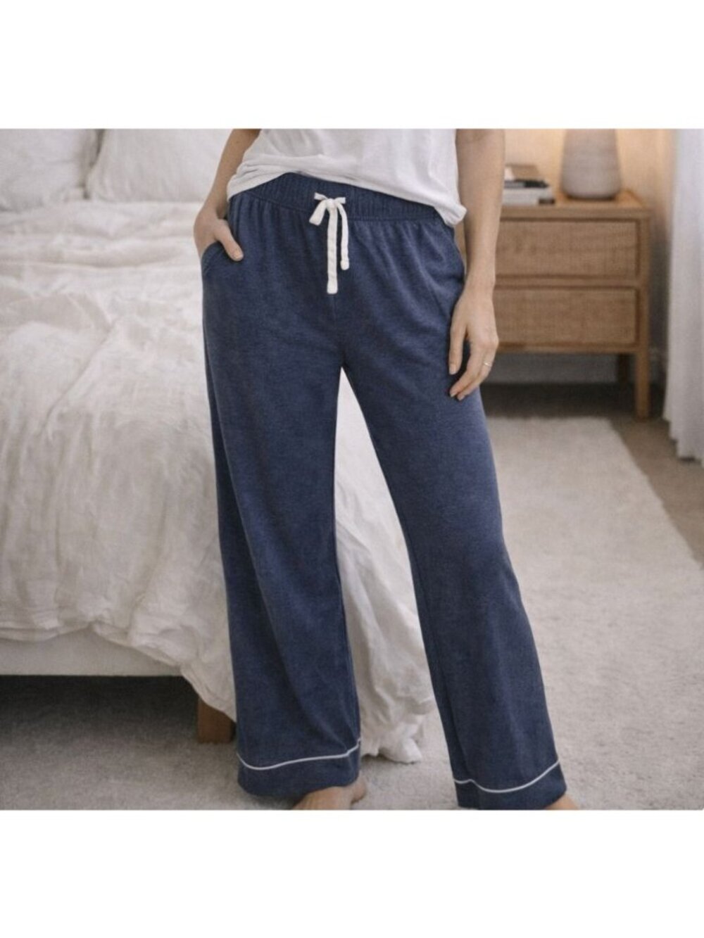 Faherty Cloud Cotton Navy Blue Heather PJ Pajama Pants Size M